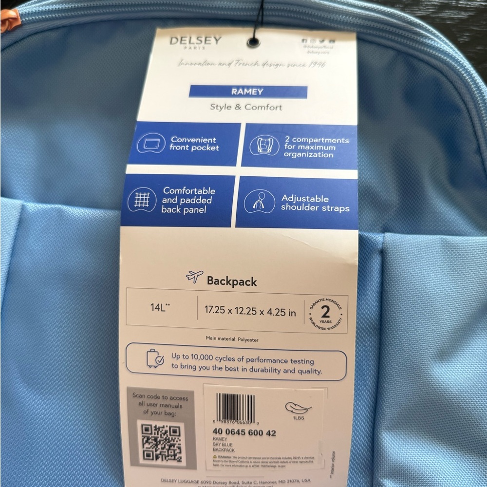 NWT Delsey Ramey backpack - Picture 2 of 4